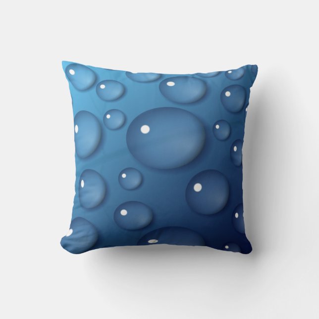 Coussin Texture de goutte d'eau bleue (Recto)