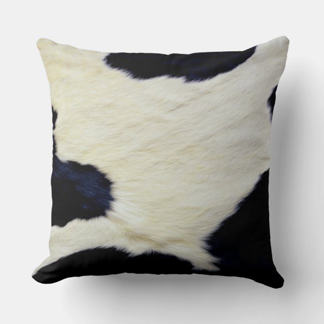 Coussin Texture de la fourrure de vache Personnaliser noir (Recto)