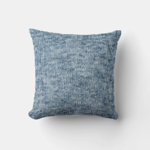 Coussin Texture de laine bleue, Tricot Closeup.