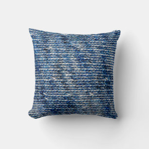 Coussin Texture de laine de tricot bleu