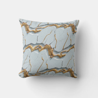 Coussin Texture de marbre blanc avec veines d'or fissurées