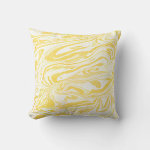Coussin Texture de marbre jaune. Main dessinée