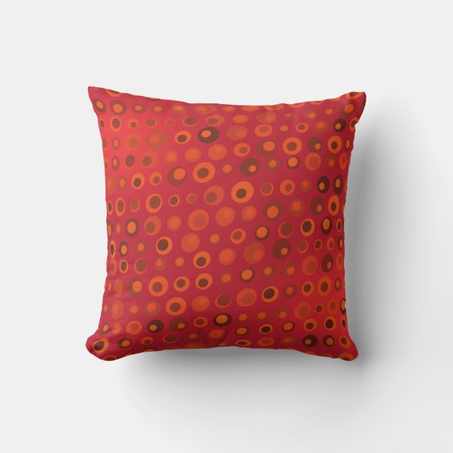 Coussin Texture de points orange rouge et marron (Recto)