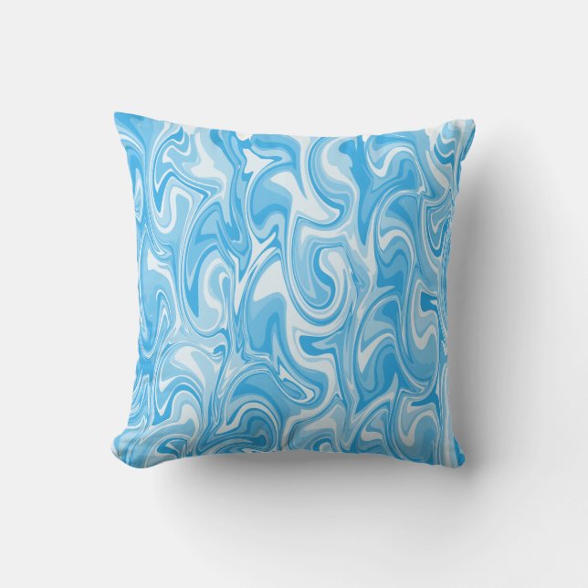 Coussin Texture de tourbillon de marbre - Tons bleus (Recto)