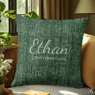 Coussin Texture Denim Vert Forêt   Maison Rustique Sur Mes