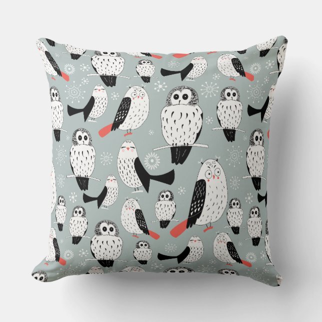Coussin Texture Des Chouettes Blanches (Recto)
