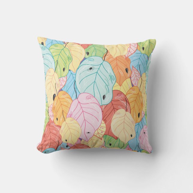 Coussin texture des feuilles aux couleurs vives (Recto)