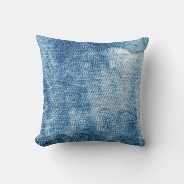 Coussin Texture des jeans en denim bleu (Recto)