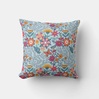 Coussin Texture florale et papillon sans fin.
