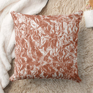 Coussin Texture Métallique Abstraite Or Rose Moderne