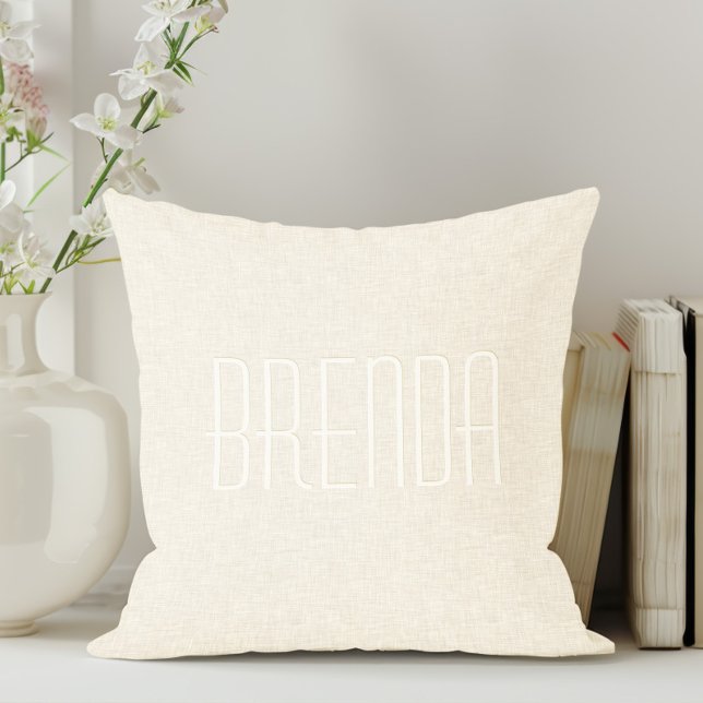 Coussin Texture Monogramme Lin Beige Clair (Créateur téléchargé)