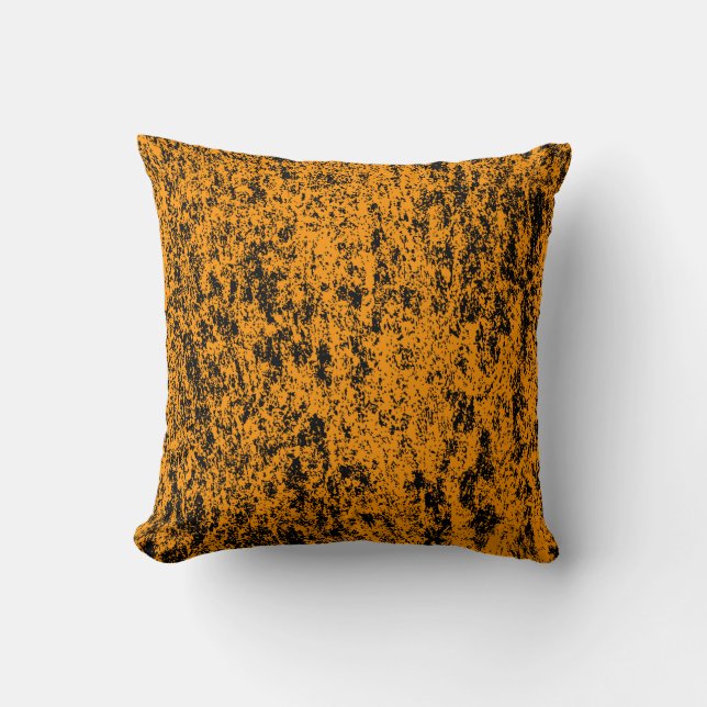 Coussin texturé orange et noir réversible (Recto)
