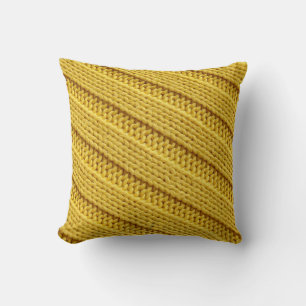Coussin Texture textile tricotée colorée. Jaune.