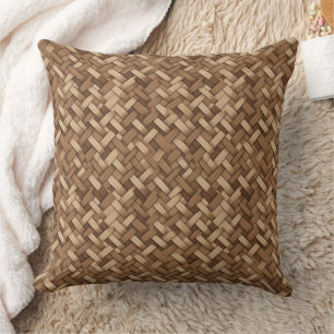 Coussin Texture tissée en motif marron et beige
