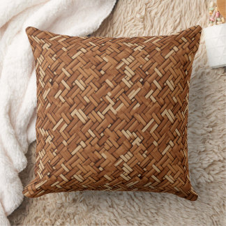 Coussin Texture tissée en motif marron et beige