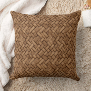 Coussin Texture tissée en motif marron et beige