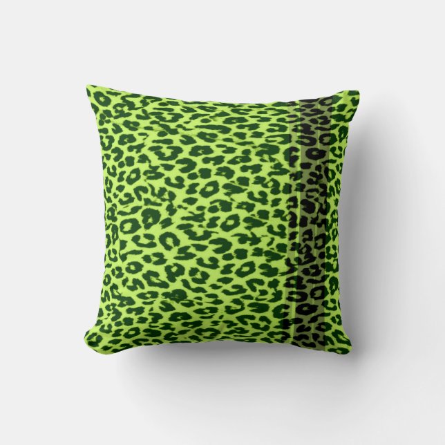 Coussin Texture transparente de peau d'animal vert de léop (Recto)