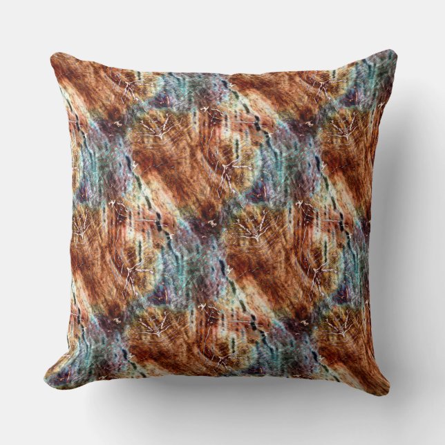 Coussin Texture très rustique brun coupé avec rayures bois (Recto)