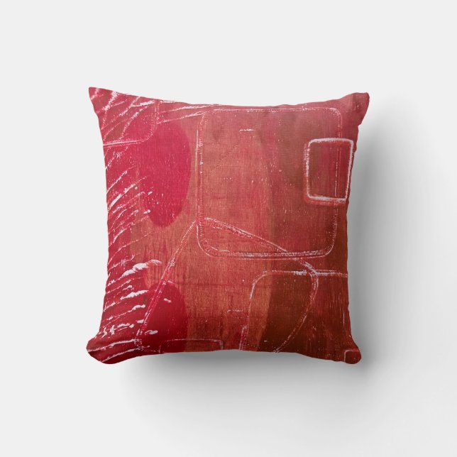 Coussin Textures Rouges, Un Abstrait d'Impression de Gel (Recto)