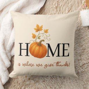 Coussin Thanksgiving Citrouille Home Où nous donnons des r