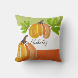 Coussin Thanksgiving Citrouilles d'aquarelle personnalisée