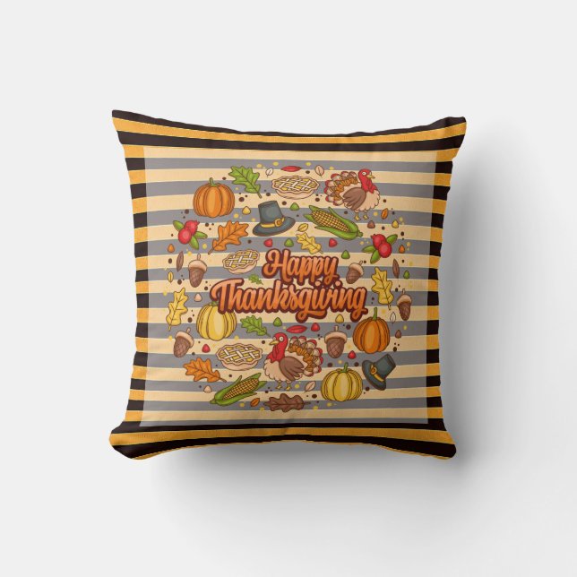 Coussin Thanksgiving Moderne Belle Collection Automne (Recto)