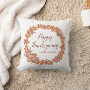 Coussin Thanksgiving personnalisé   Feuilles de chute d'aq
