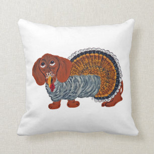 Coussin Thanksgiving Turquie de teckel