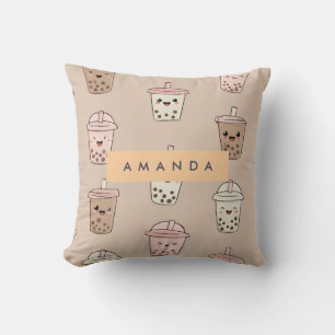 Coussin Thé à bulle de lait neutre personnalisé