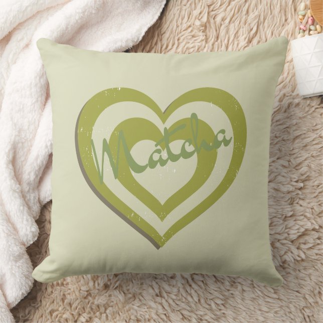 Coussin Thé vert Matcha, coeur rétro y2k (Couverture)