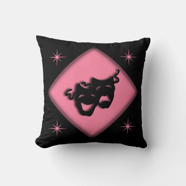 Coussin Théâtre Happy Triste Masques Grecs Pink Jeu Oreill (Recto)