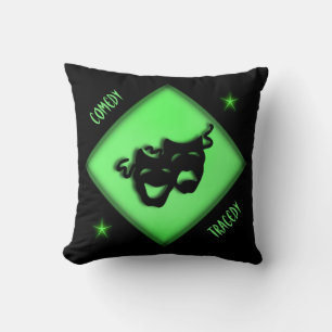 Coussin Théâtre Happy Triste Masques Grecs Vert Jeu Oreill