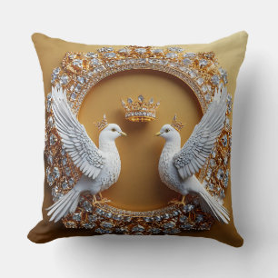 Coussin Thème d'amour émotionnel des colombes de mariage