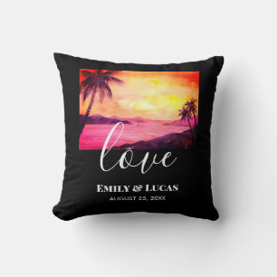 Coussin Thème de mariage Tropical Plage Coucher de soleil 