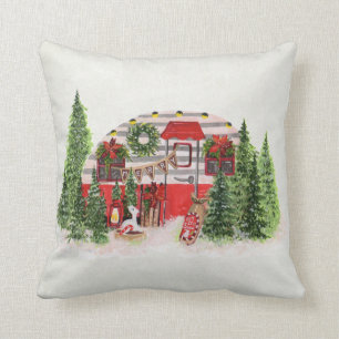 Coussin Thème extérieur du camping de Noël Trailer
