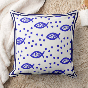 Coussin Thème marin Eléments nautiques Poissons Boules de