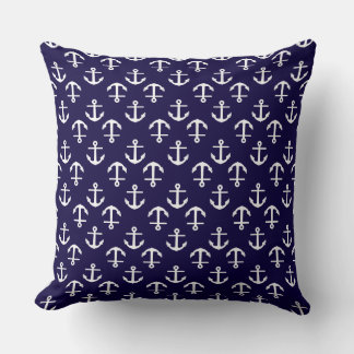 Coussin Thème Nautique Motif Ancre Bleu Marine