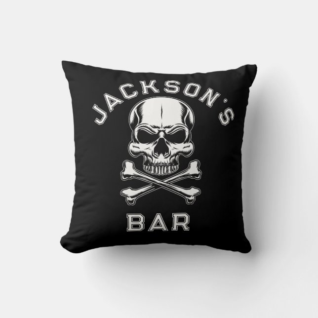 Coussin Thème pirate Fête Adulte Navires Crâne. Black (Recto)