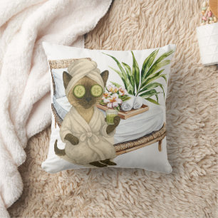 Coussin Thème spa pour amateurs de chats siamois