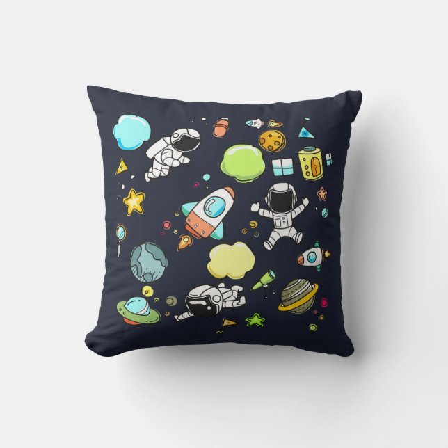 Coussin Thème spatial cool - Astronauts & Rocket Ships (Recto)