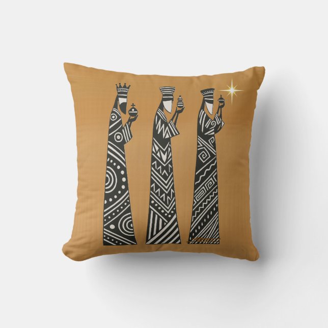 Coussin Three Wise Men Black & White Christmas Nativity (Recto)