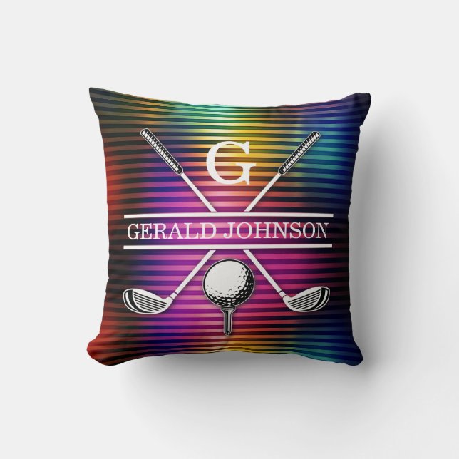 Coussin Thro de conception monogramme de golf couleur méta (Recto)