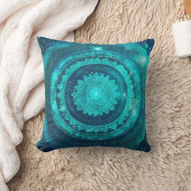 Coussin Throat Chakra Turquoise Mandala (Couverture)