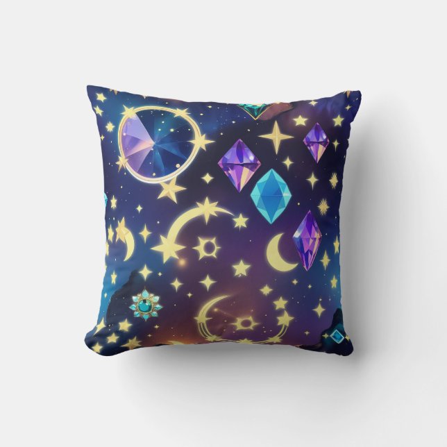 Coussin Throw Pillow - Alexandrite Sapphire Celestial Moon (Recto)