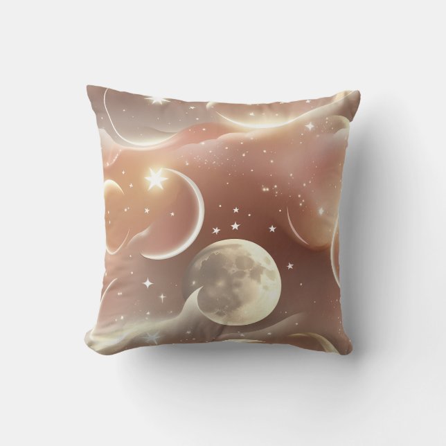 Coussin Throw Pillow - Creamy Ivory Soft Peach Celestial  (Recto)