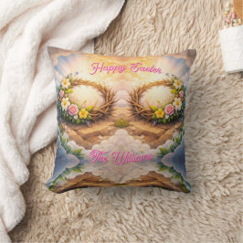 Coussin   Throw Pillow He Is Risen Religious Floral Crown