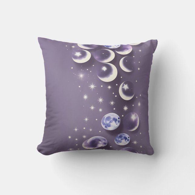 Coussin Throw Pillow - Lavender Celestial Moon (Recto)