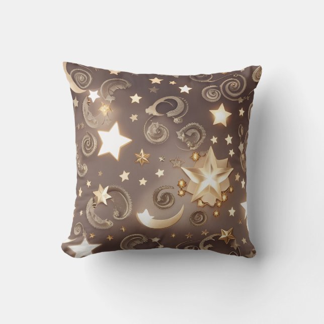 Coussin Throw Pillow – Luxury Champagne Gold Celestial Moo (Recto)