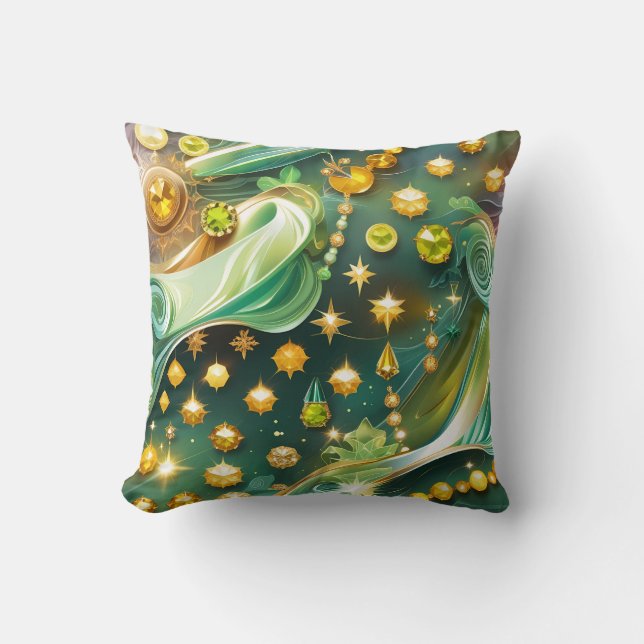 Coussin Throw Pillow - Peridot Citrine Celestial Moon (Recto)