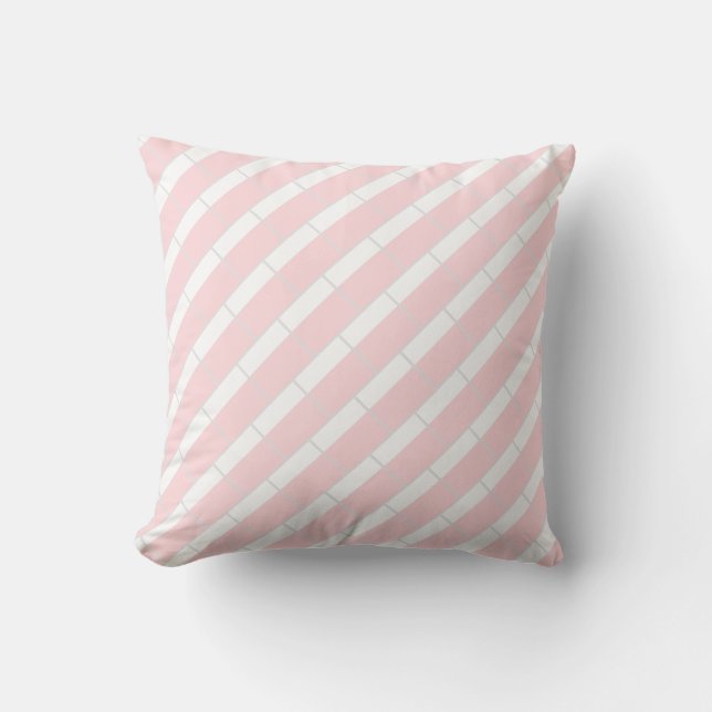 Coussin Throw Pillow Pink & White Grey Stripe (Recto)